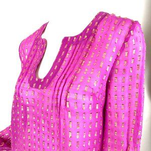 Lilly Pulitzer Silk PinkTop/Gold Embellished